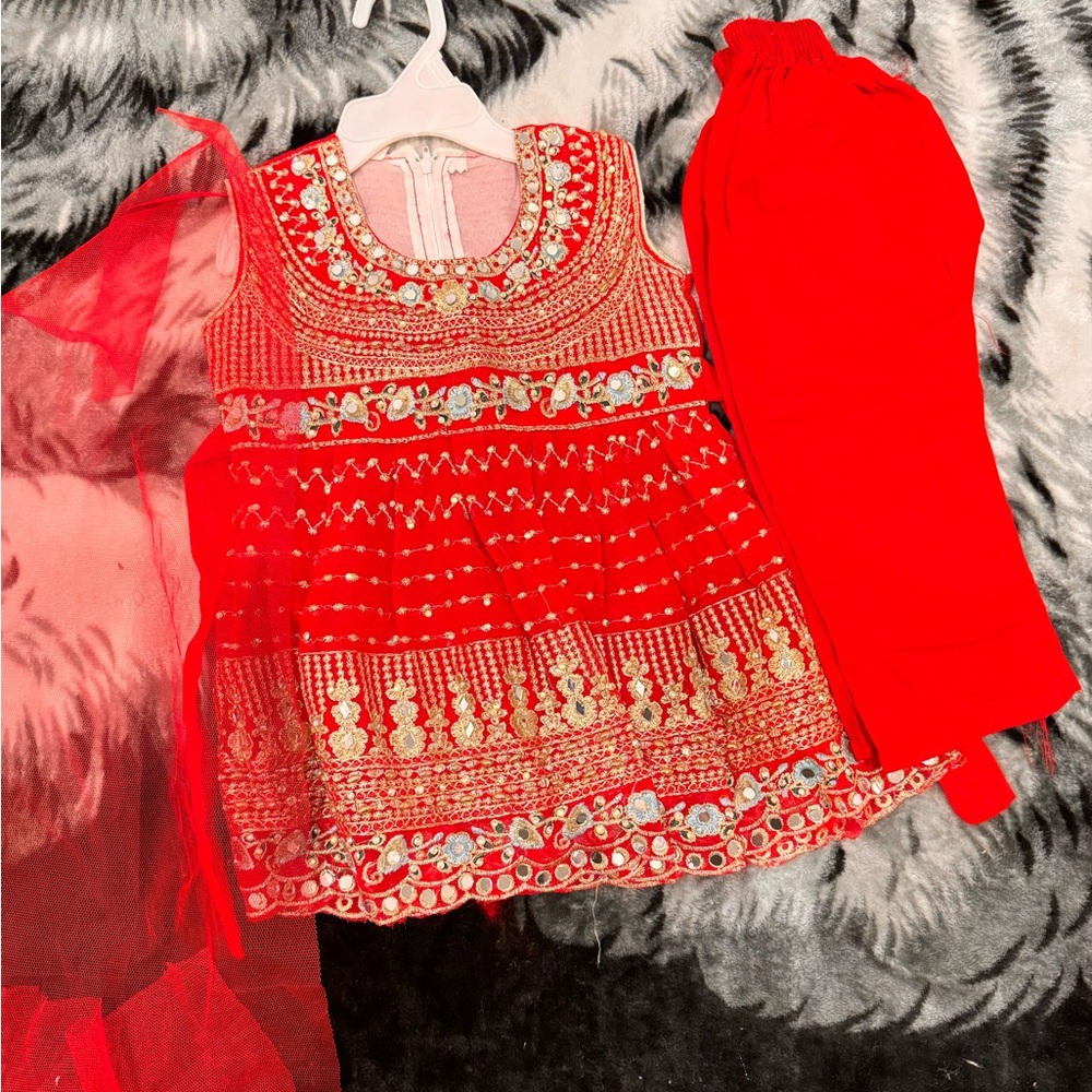 Red Embroidered Traditional Outfit